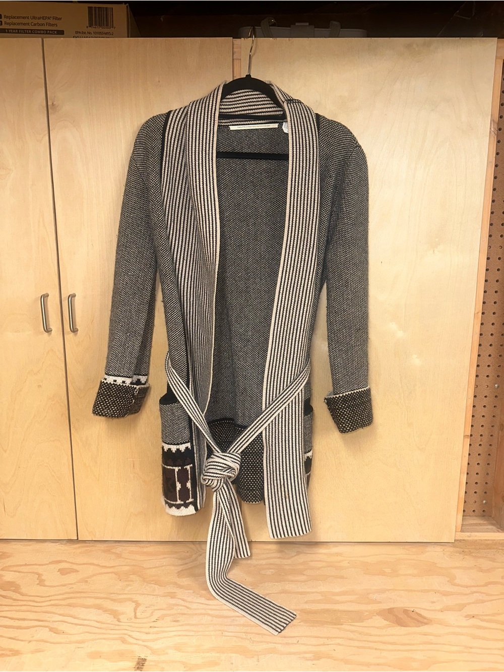 Twelfth Street by Cynthia Vincent Gray Striped-Trim Open Front Cardigan